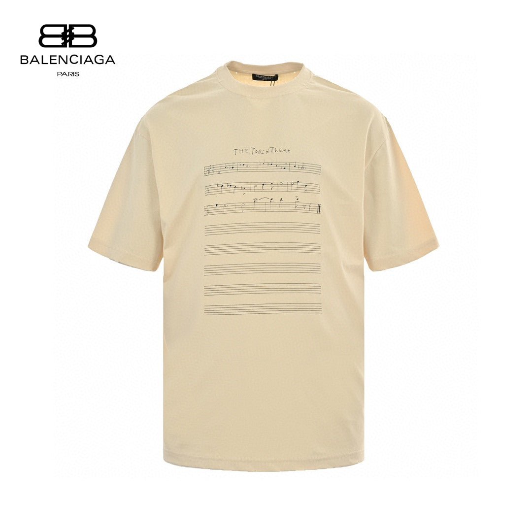 T-shirt beige Balenciaga à notes de musique