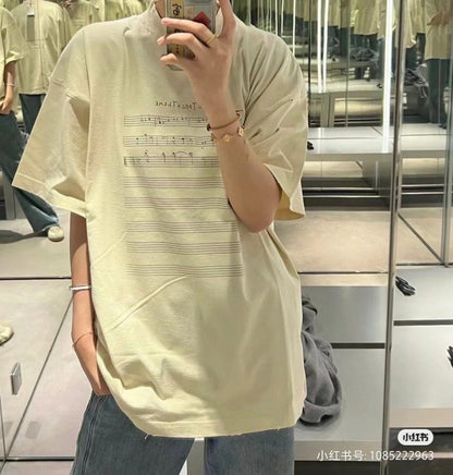 T-shirt beige Balenciaga à notes de musique