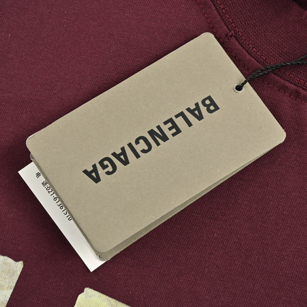 T-shirt Balenciaga bordeaux à logo