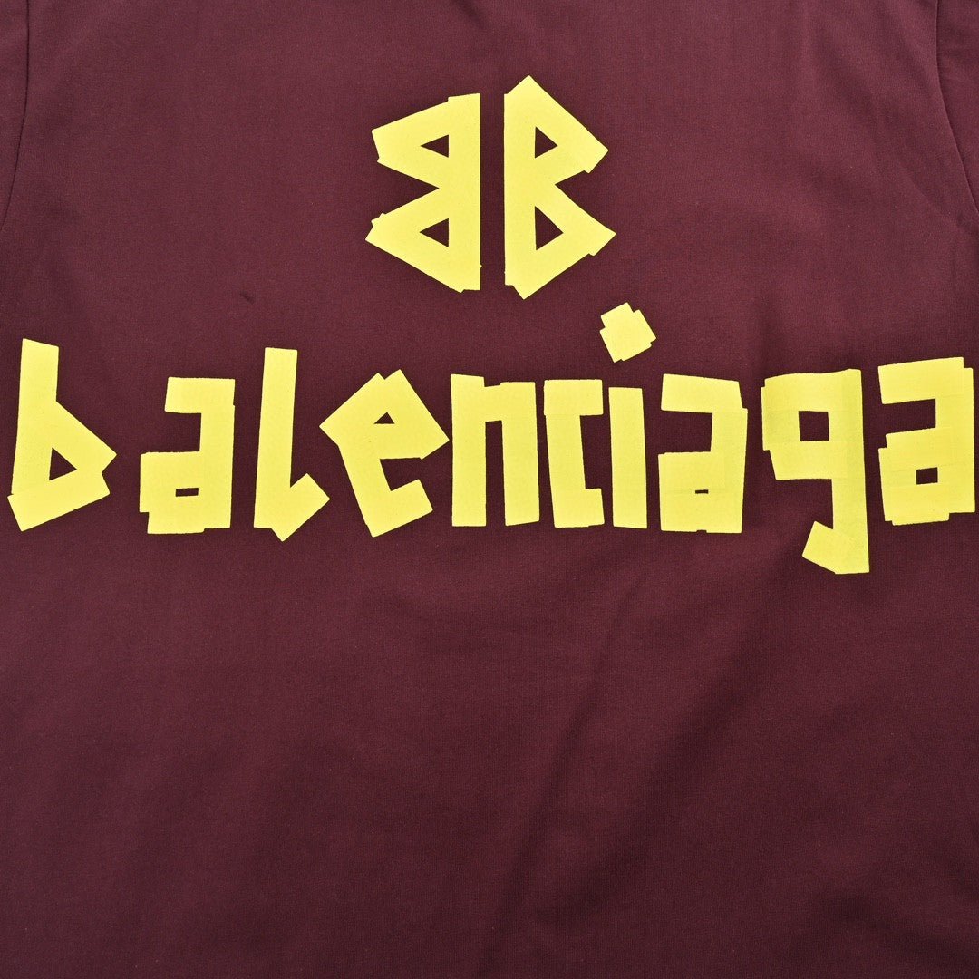 T-shirt Balenciaga bordeaux à logo