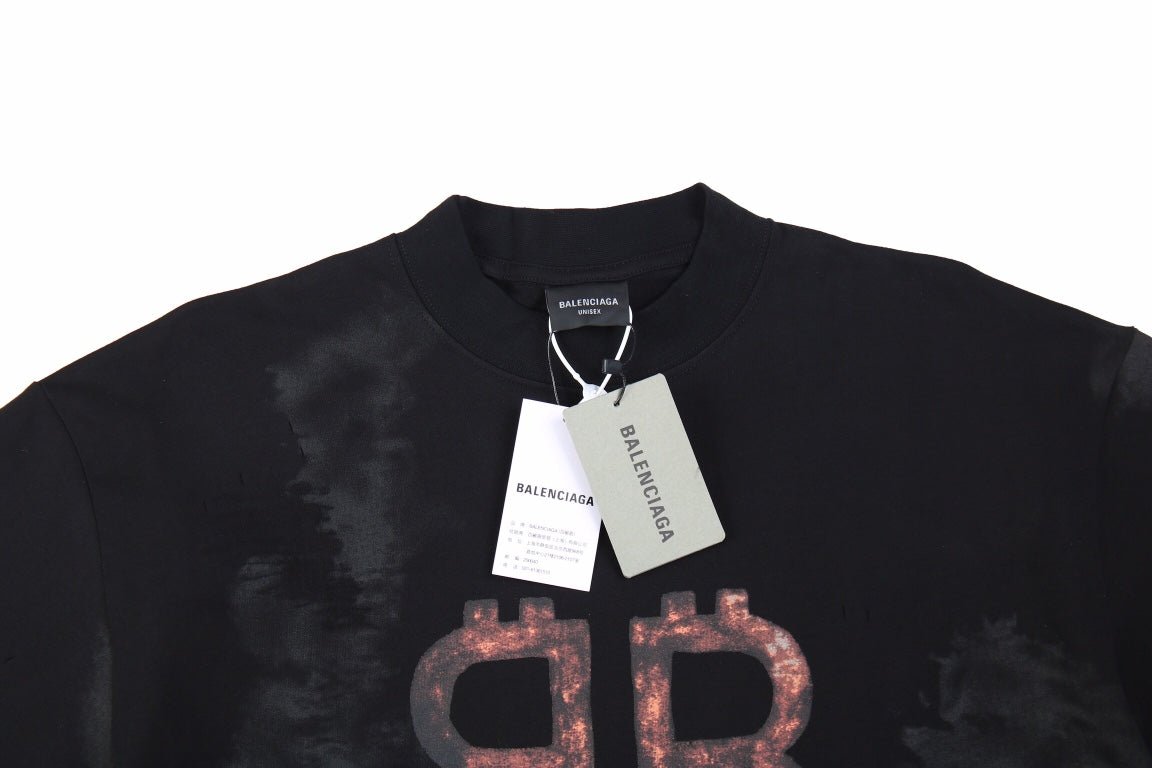 T-shirt Balenciaga à logo BB vieilli