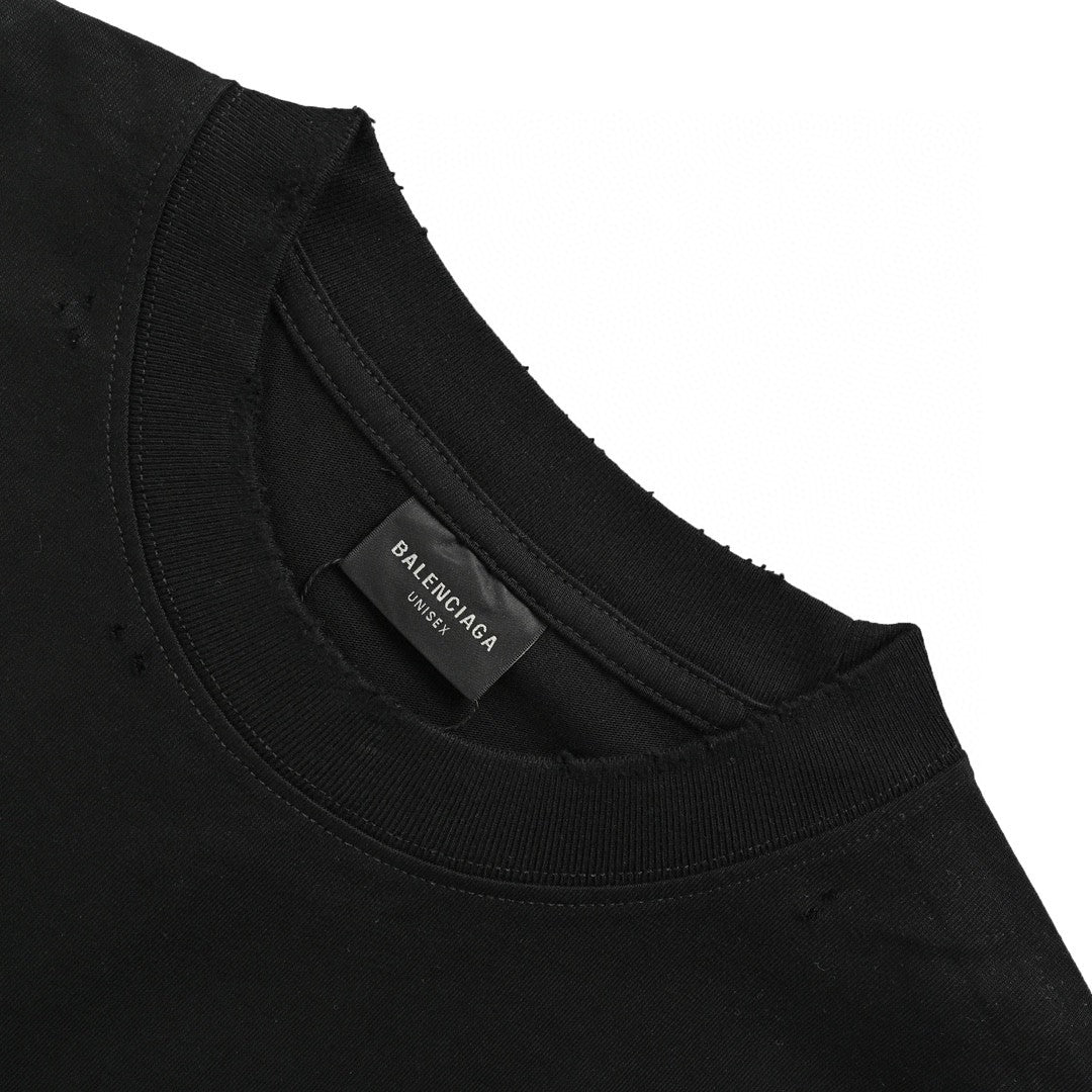 T-shirt Balenciaga à logo vieilli noir