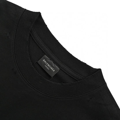 T-shirt Balenciaga à logo vieilli noir