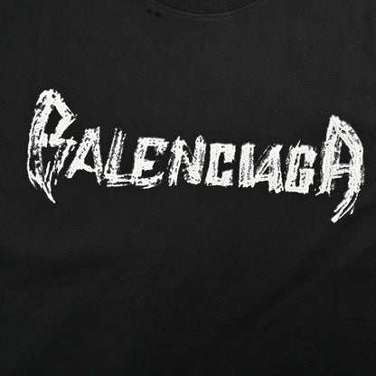 T-shirt Balenciaga à logo vieilli noir