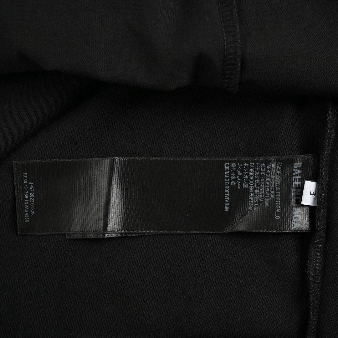 T-shirt Balenciaga à logo vieilli noir