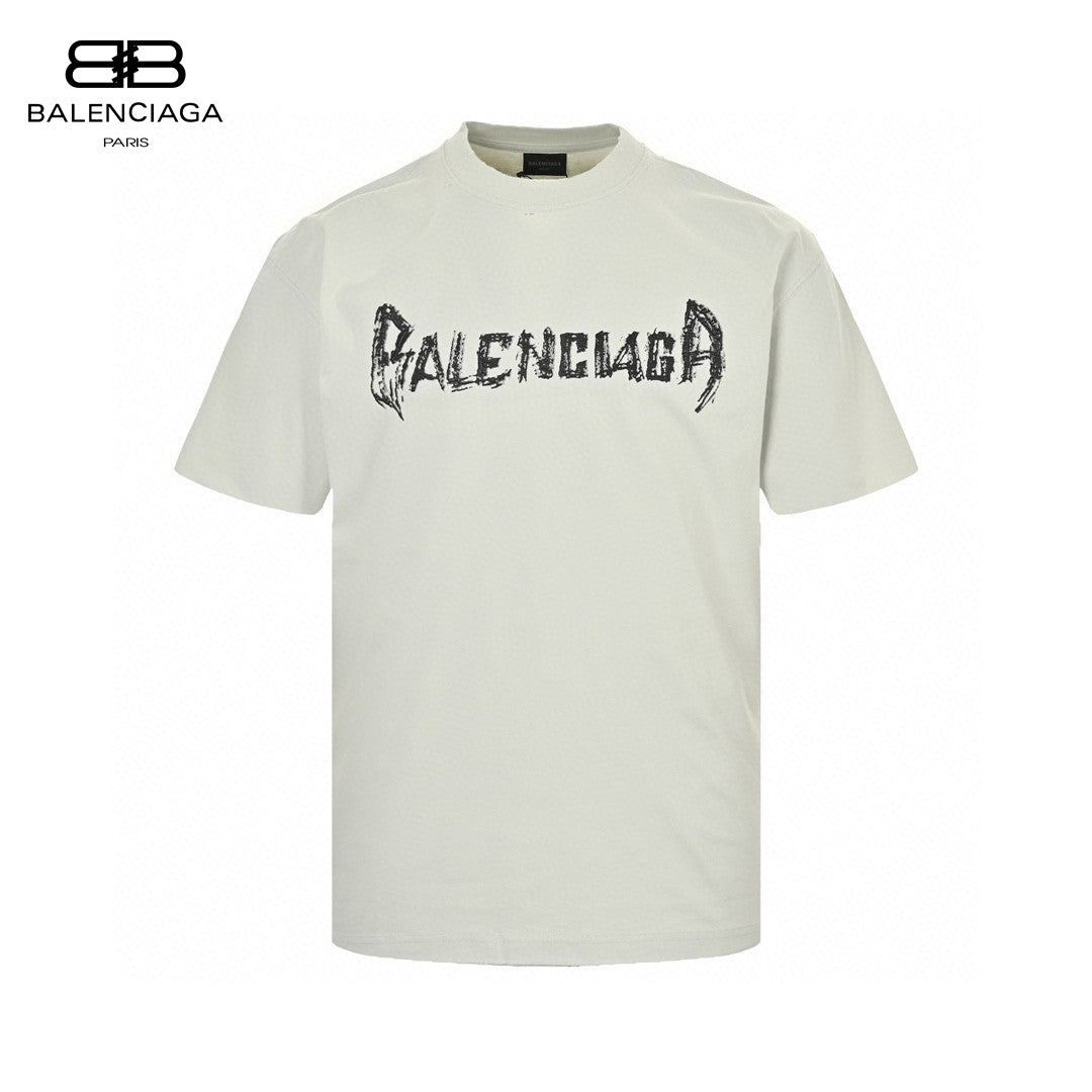 T-shirt Balenciaga blanc à logo vieilli