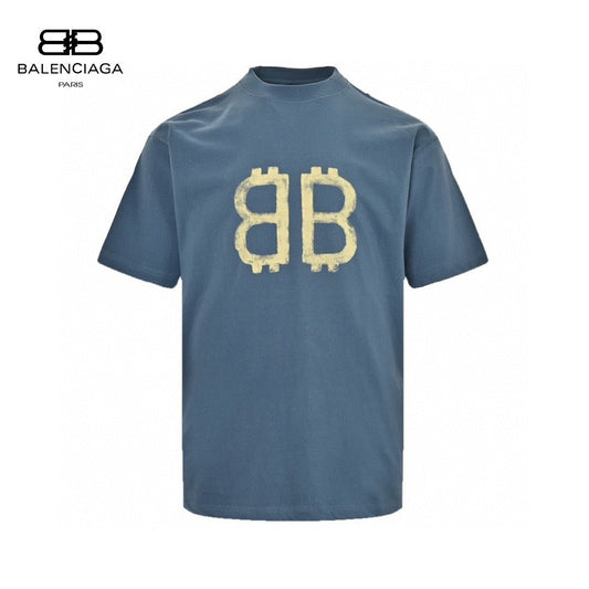 T-shirt Balenciaga Double B Bitcoin (Bleu)