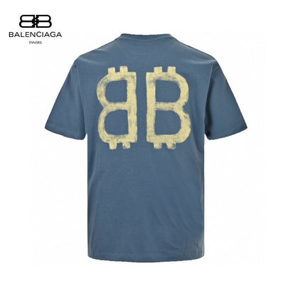 T-shirt Balenciaga Double B Bitcoin (Bleu)