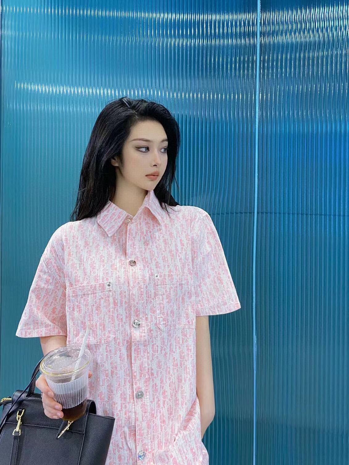 Chemise Dior Monogram (Rose/Blanc)