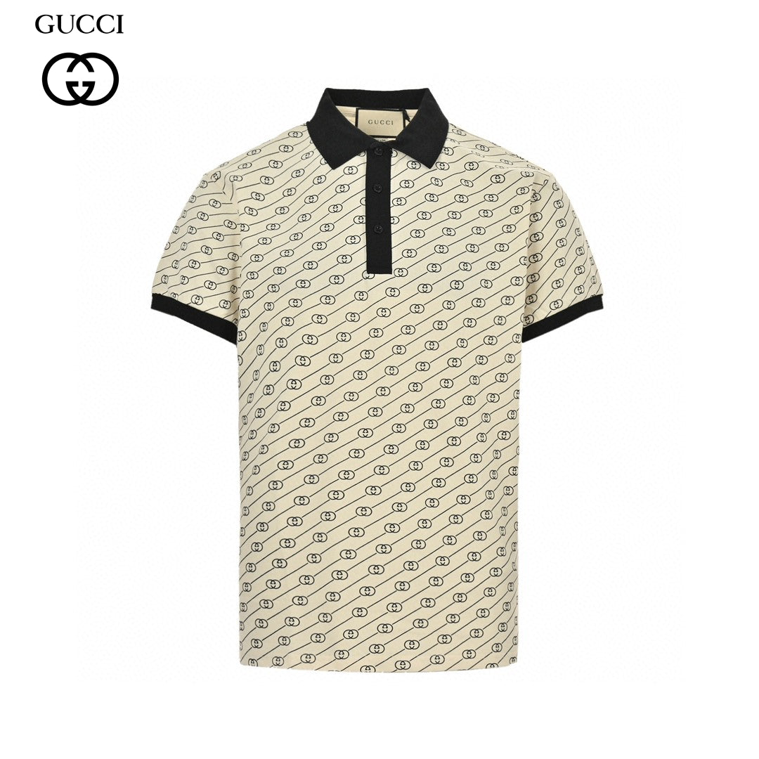 Polo Gucci beige et noir à motifs