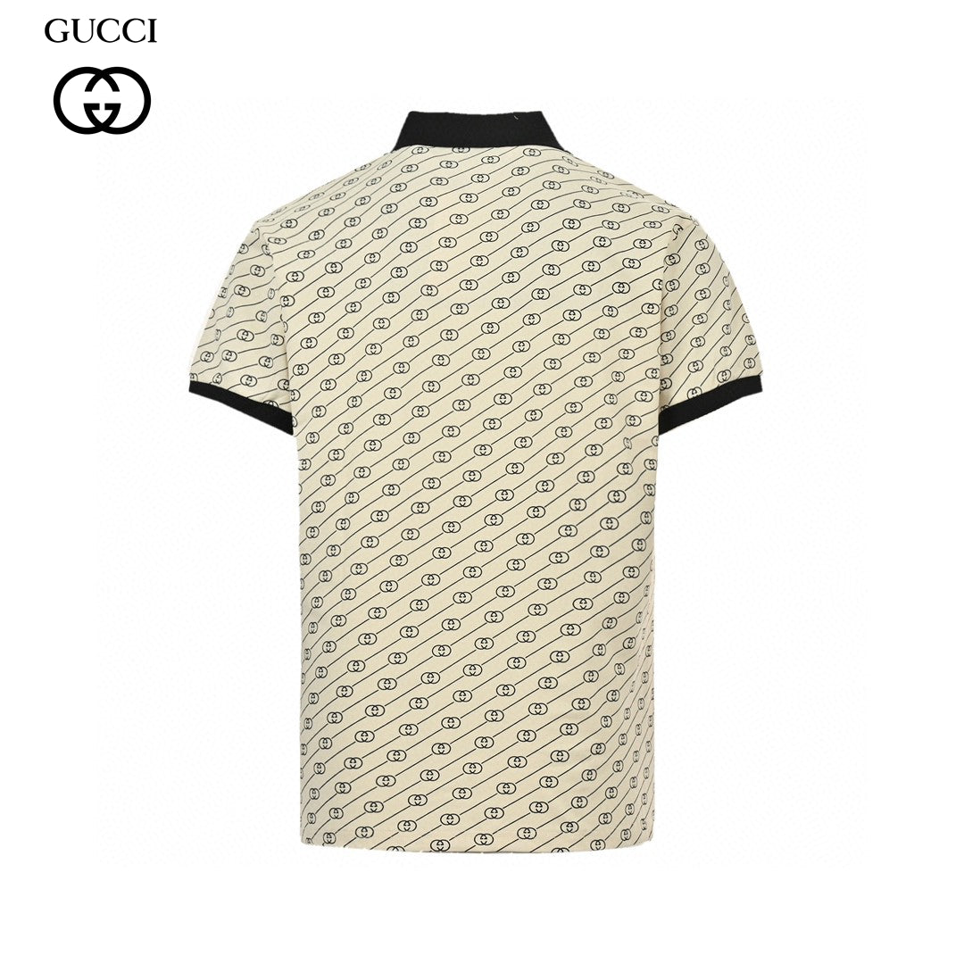 Polo Gucci beige et noir à motifs