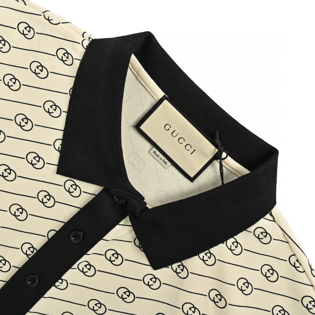 Polo Gucci beige et noir à motifs