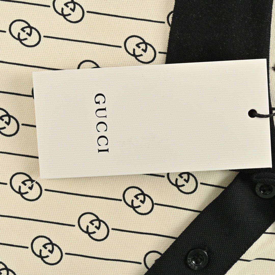 Polo Gucci beige et noir à motifs