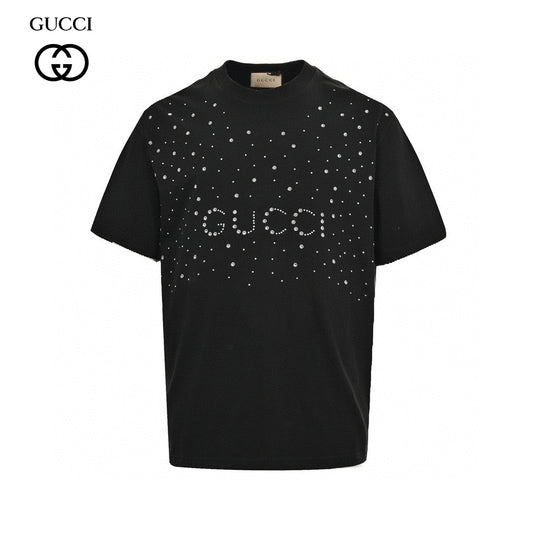 T-shirt noir orné Gucci