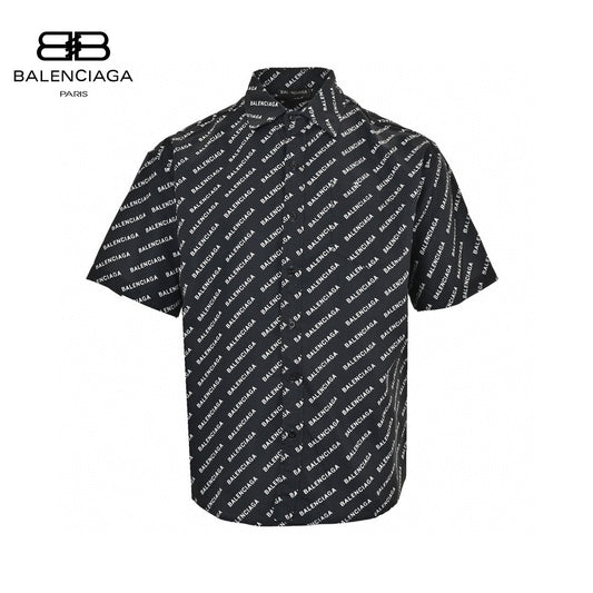 Chemise Balenciaga à imprimé logo intégral (noire)