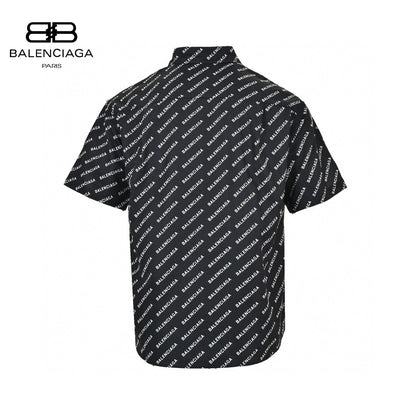 Chemise Balenciaga à imprimé logo intégral (noire)