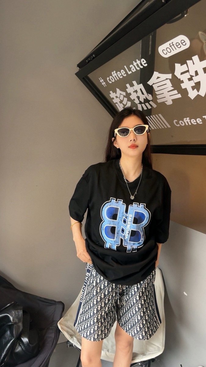 T-shirt Balenciaga à logo BB (noir)