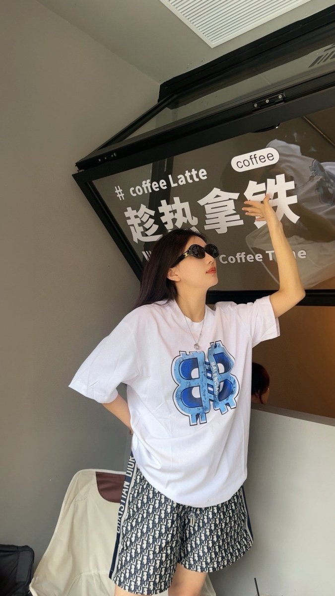 T-shirt Balenciaga à logo BB (blanc)