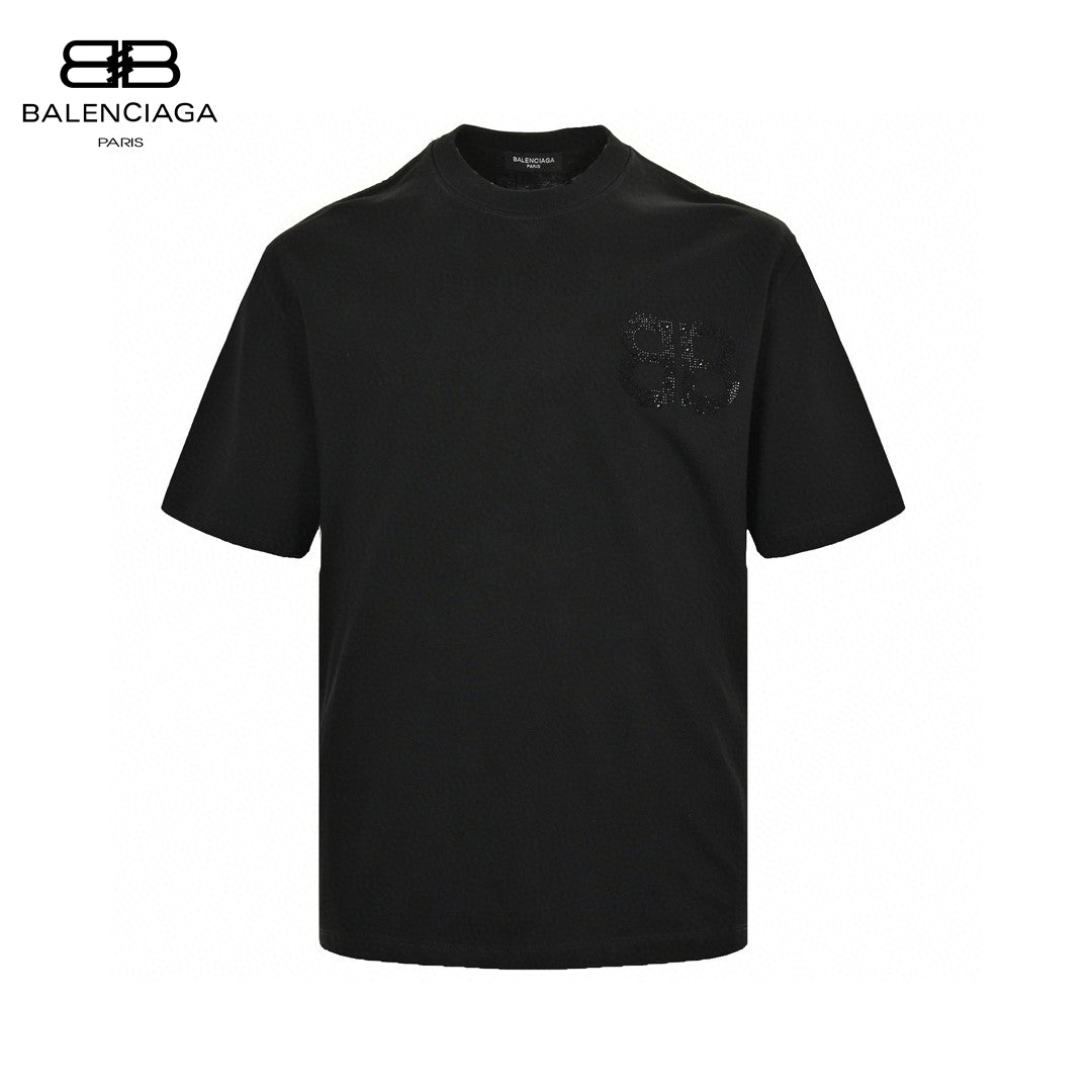T-shirt Balenciaga à logo cristal noir