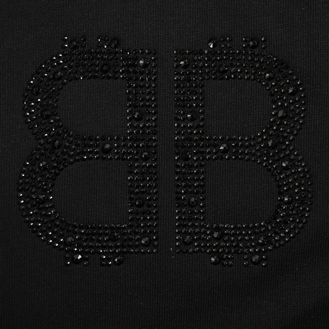 T-shirt Balenciaga à logo cristal noir