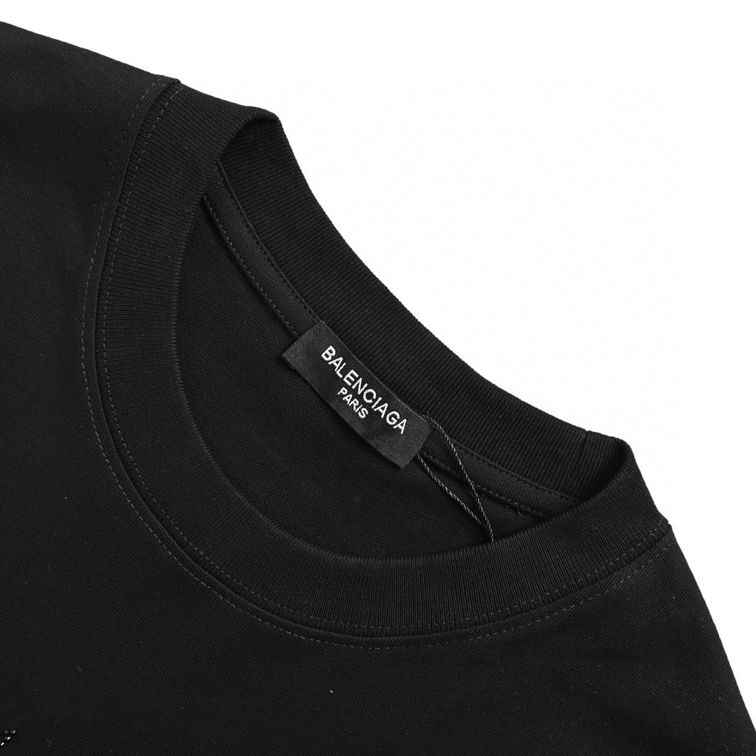 T-shirt Balenciaga à logo cristal noir