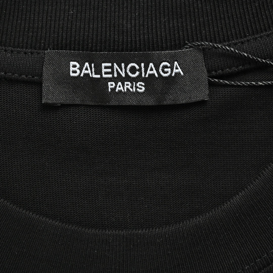 T-shirt Balenciaga à logo cristal noir