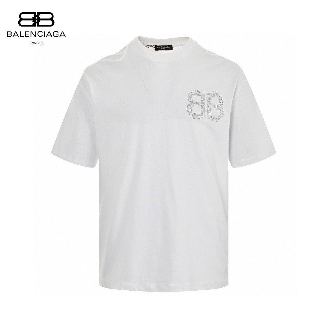 T-shirt Balenciaga à logo cristal blanc