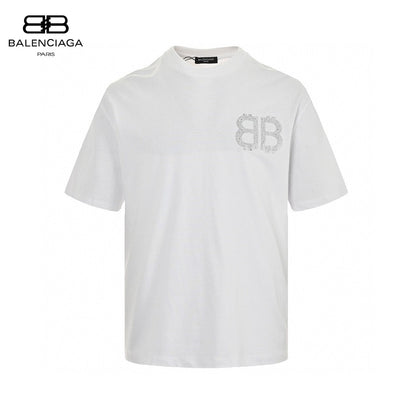 T-shirt Balenciaga à logo cristal blanc