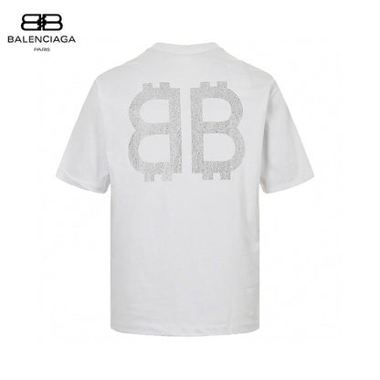T-shirt Balenciaga à logo cristal blanc