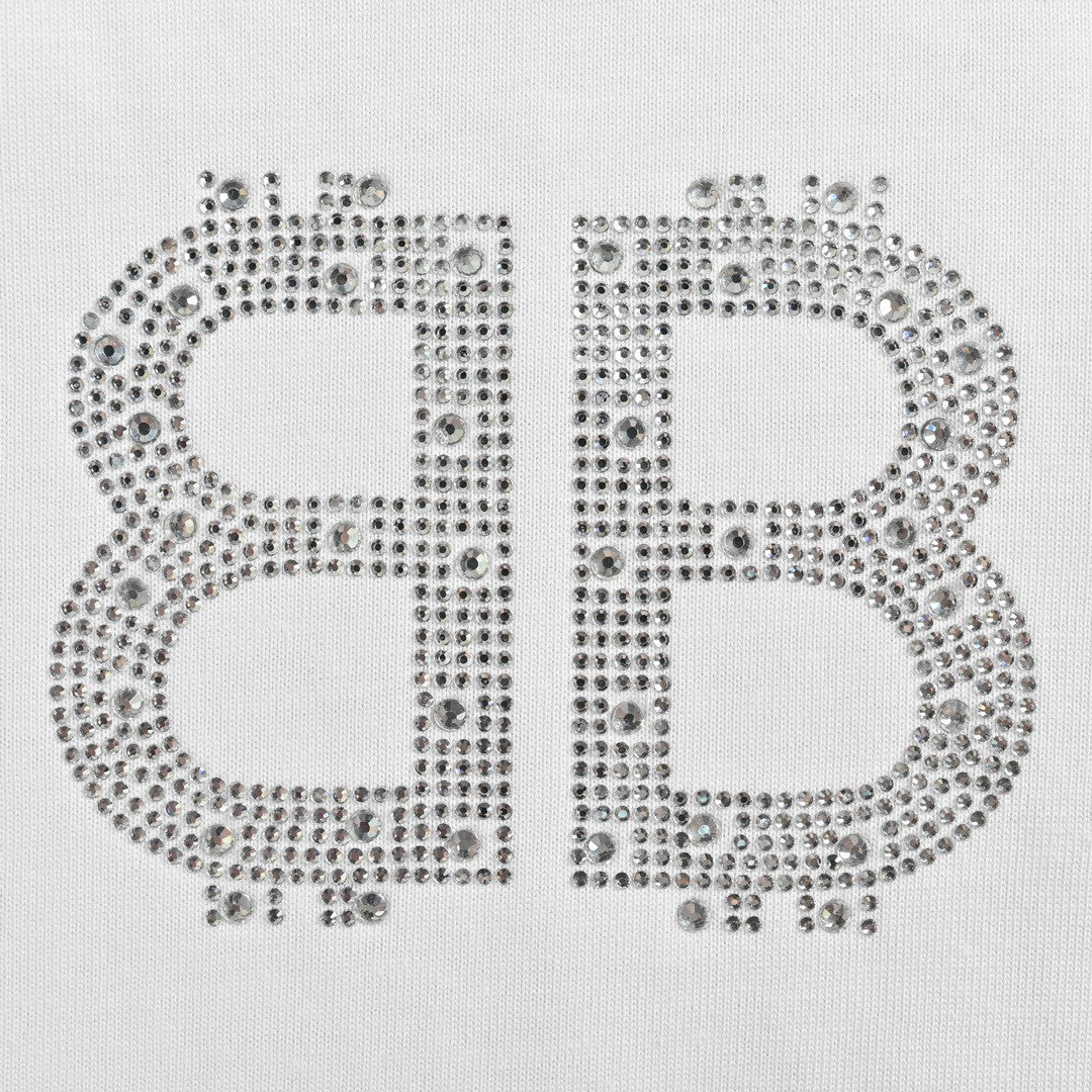T-shirt Balenciaga à logo cristal blanc
