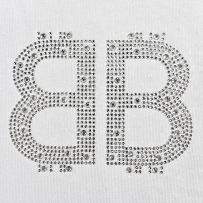T-shirt Balenciaga à logo cristal blanc
