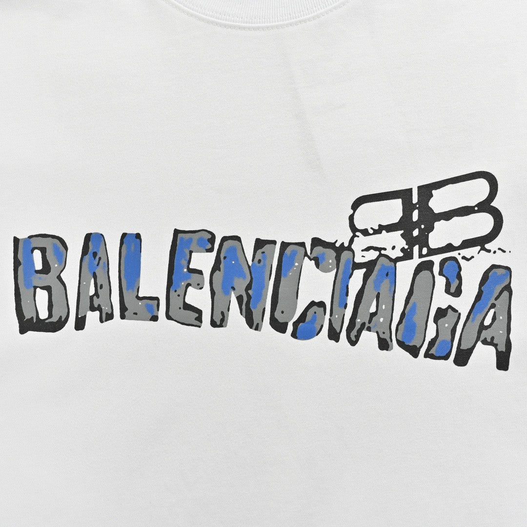 T-shirt Balenciaga à logo déformé