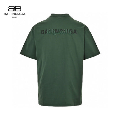 T-shirt Balenciaga à logo déformé (vert)