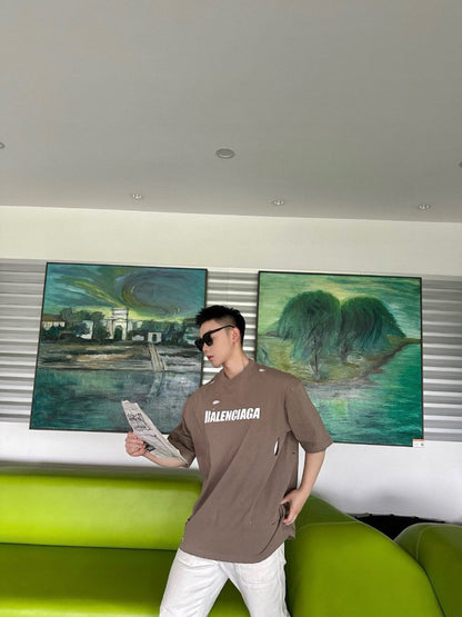 T-shirt Balenciaga à logo vieilli