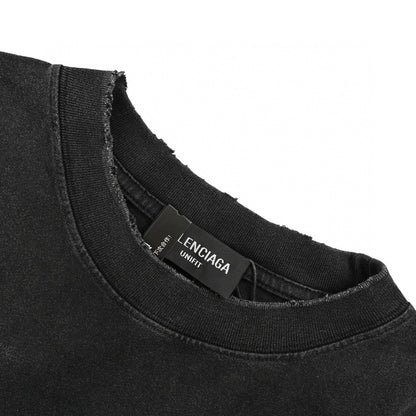 T-shirt Balenciaga à logo vieilli noir