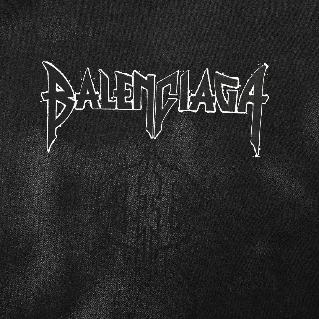 T-shirt Balenciaga à logo vieilli noir