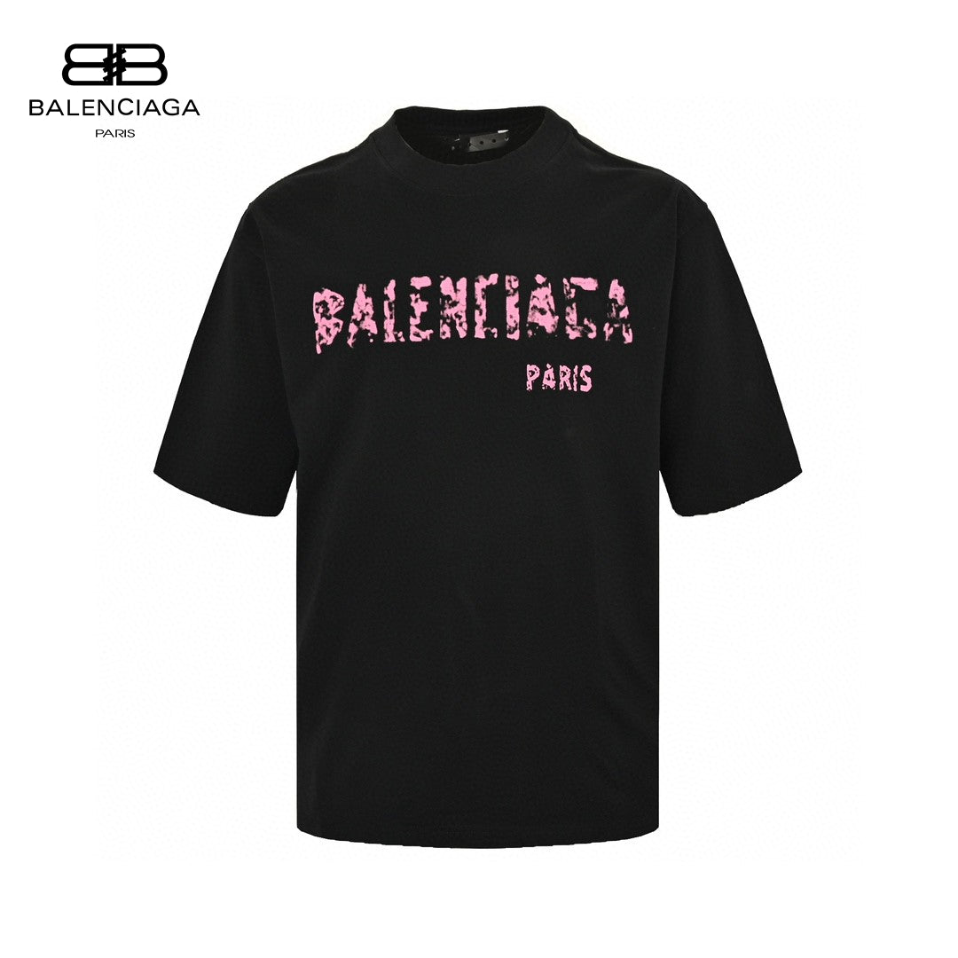 T-shirt Balenciaga à logo vieilli noir
