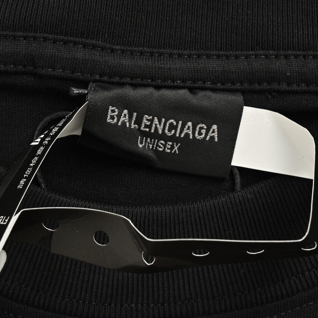 T-shirt Balenciaga à logo vieilli noir