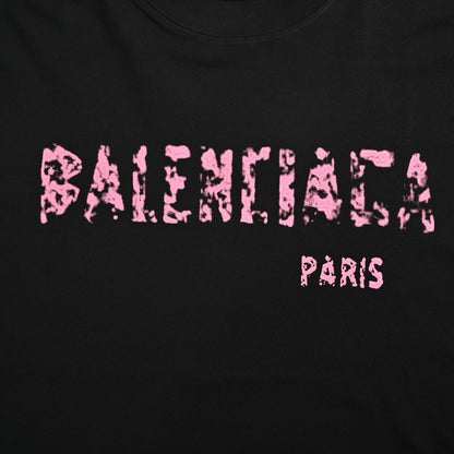 T-shirt Balenciaga à logo vieilli noir