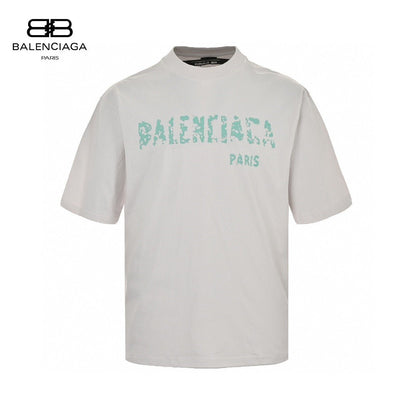 T-shirt Balenciaga blanc à logo vieilli