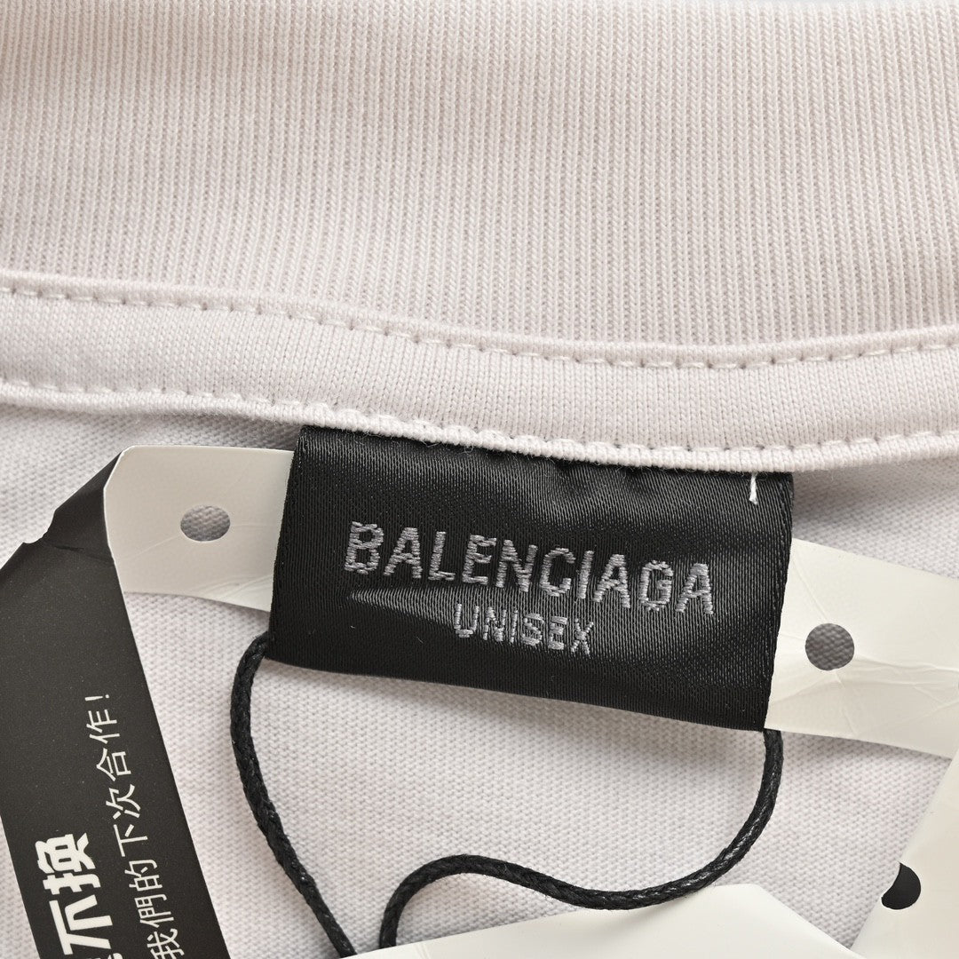T-shirt Balenciaga blanc à logo vieilli