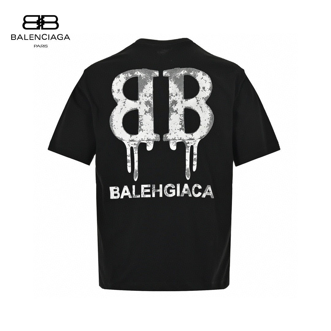 T-shirt Balenciaga à logo BB dégoulinant (noir)