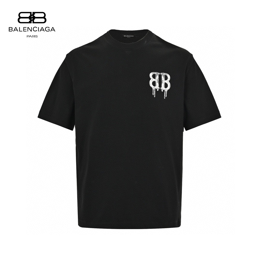 T-shirt Balenciaga à logo BB dégoulinant (noir)