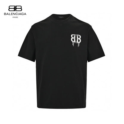 T-shirt Balenciaga à logo BB dégoulinant (noir)