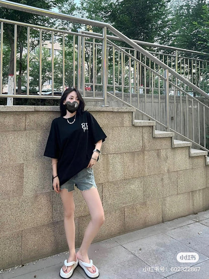 T-shirt Balenciaga à logo BB dégoulinant (noir)