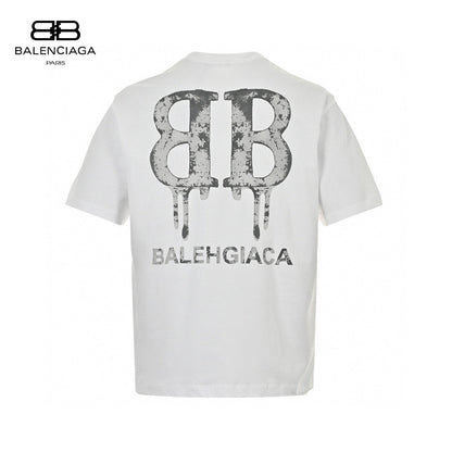 T-shirt Balenciaga à logo BB dégoulinant (blanc)