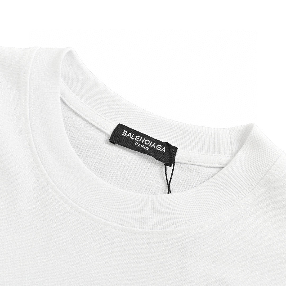 T-shirt Balenciaga à logo BB dégoulinant (blanc)