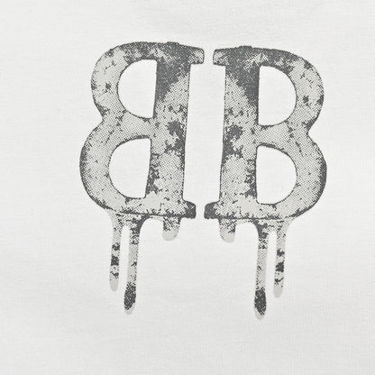 T-shirt Balenciaga à logo BB dégoulinant (blanc)