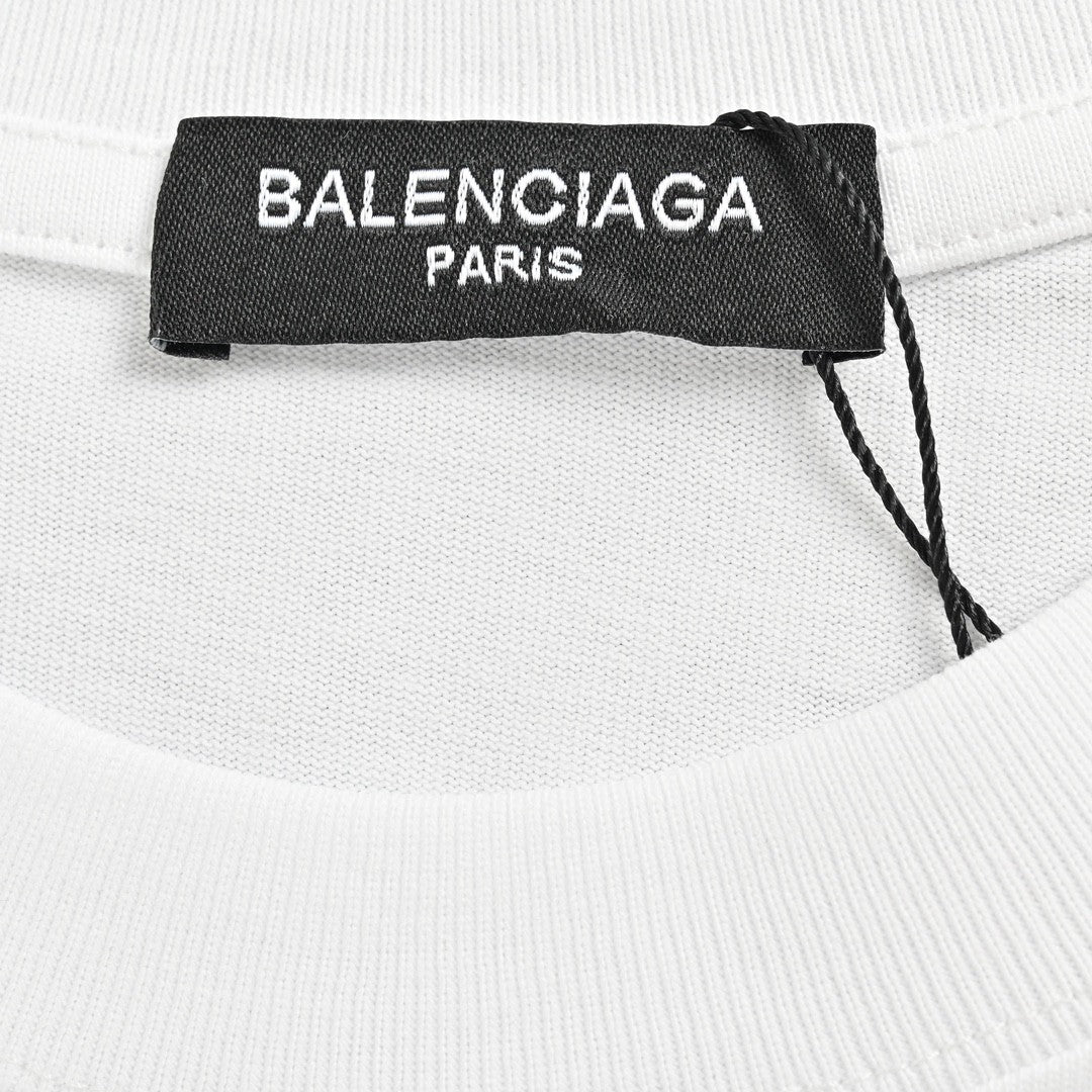 T-shirt Balenciaga à logo BB dégoulinant (blanc)