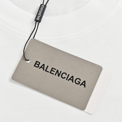T-shirt Balenciaga à logo BB dégoulinant (blanc)